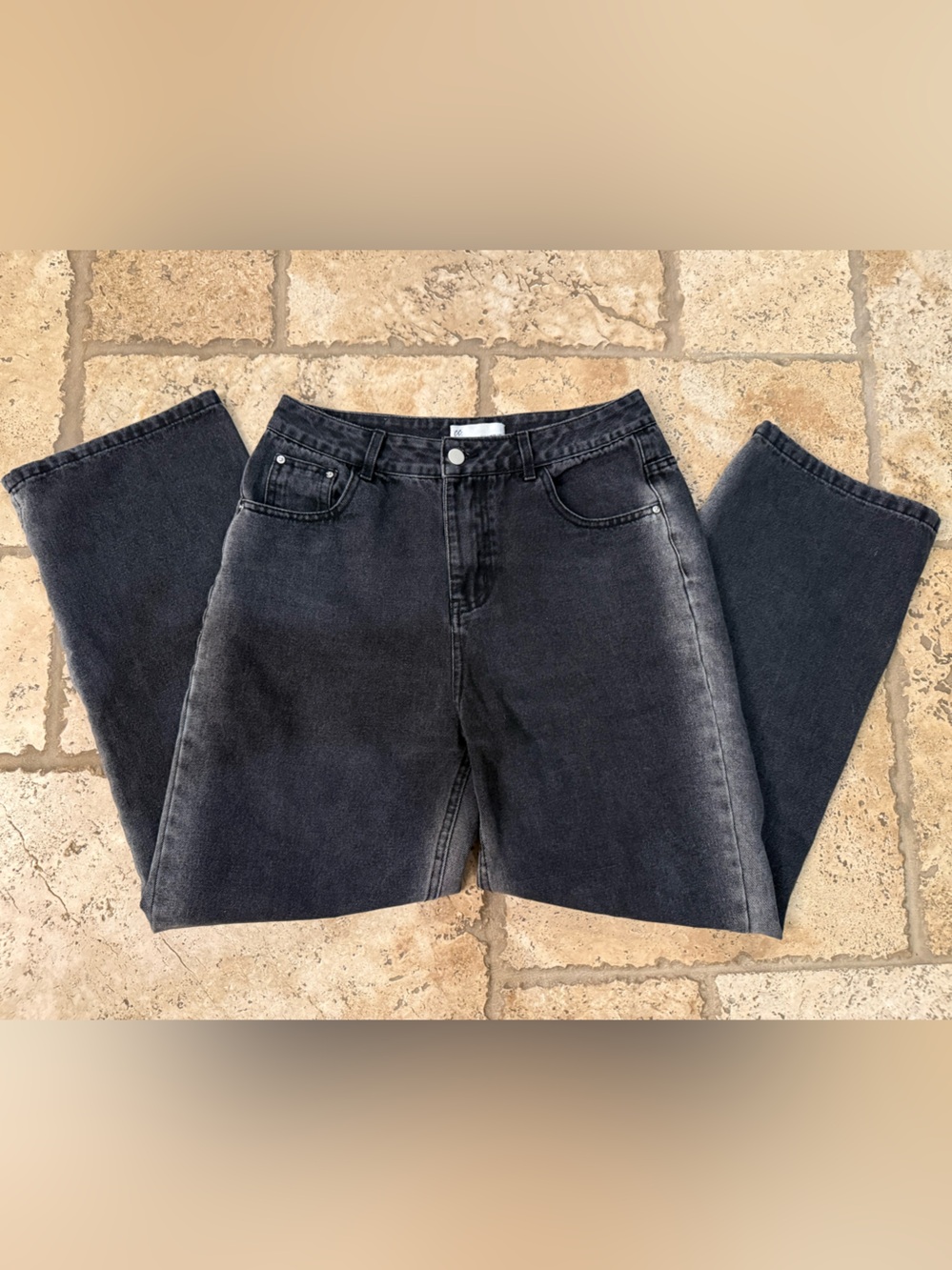 Women's CC. Black Washed High-Rise Wide leg Jeans